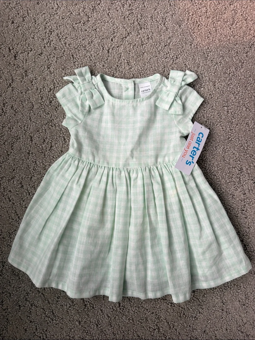 Carter's Just One You Baby Girls' Gingham Dress Green Plaid Size 3M NWT